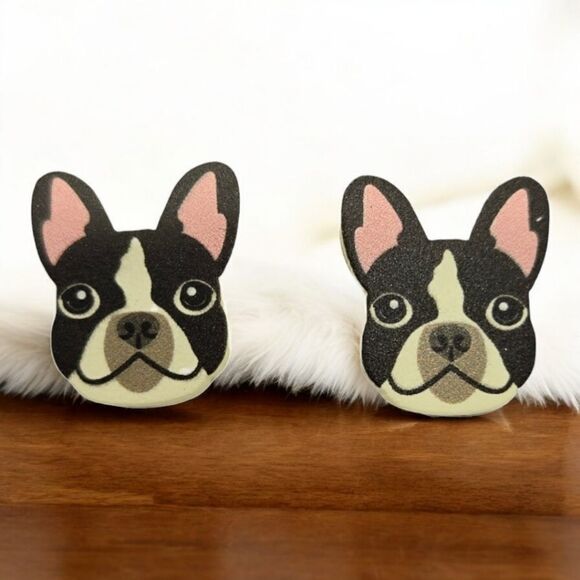 🐶 Frenchie French Bulldog Earrings Dog Mom Pierced Ears Pet Owner Studs Jewelry - Picture 5 of 10